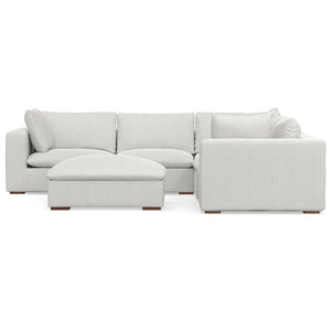 English Elm Jasmine Cloud Grey Corner Sectional Sofa & Ottoman — Handcrafted Performance Fabric, Reversible Cushions (96) B136P199246