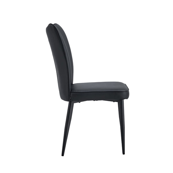 English Elm Table and Chair Set Modern Marble Glass Top with Black Metal Legs Pu Dining Chairs W1151S04659