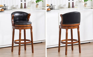 English Elm Cow Leather Swivel Barstool Solid Hardwood Frame 360 Spin Kitchen Counter Seating W2195P399438