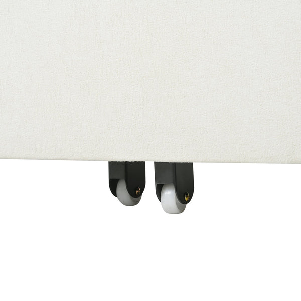 English Elm Convertible Pull Out Sofa Bed Queen Size with Steel Frame, Dual Armrests, Chenille Sleeper Couch with Storage and Casters Beige W3163P269692