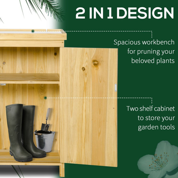 English Elm Outsunny Garden Storage Cabinet - Rustic Outdoor Tool Shed With Galvanized Top & Ample Shelves W2225P217226-GIGA