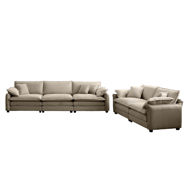 English Elm Family sofa set Retro Deep Seat Corduroy 2- and 3-Seater Ensemble with Memory Foam Comfort and Style Tan W714S00713