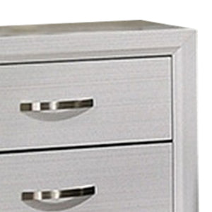 English Elm Nightstand Pearl White Lacquer with Textured Drawers and Clear Acrylic Legs Glam Bedroom B056P416907