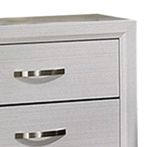 English Elm Nightstand Pearl White Lacquer with Textured Drawers and Clear Acrylic Legs Glam Bedroom B056P416907