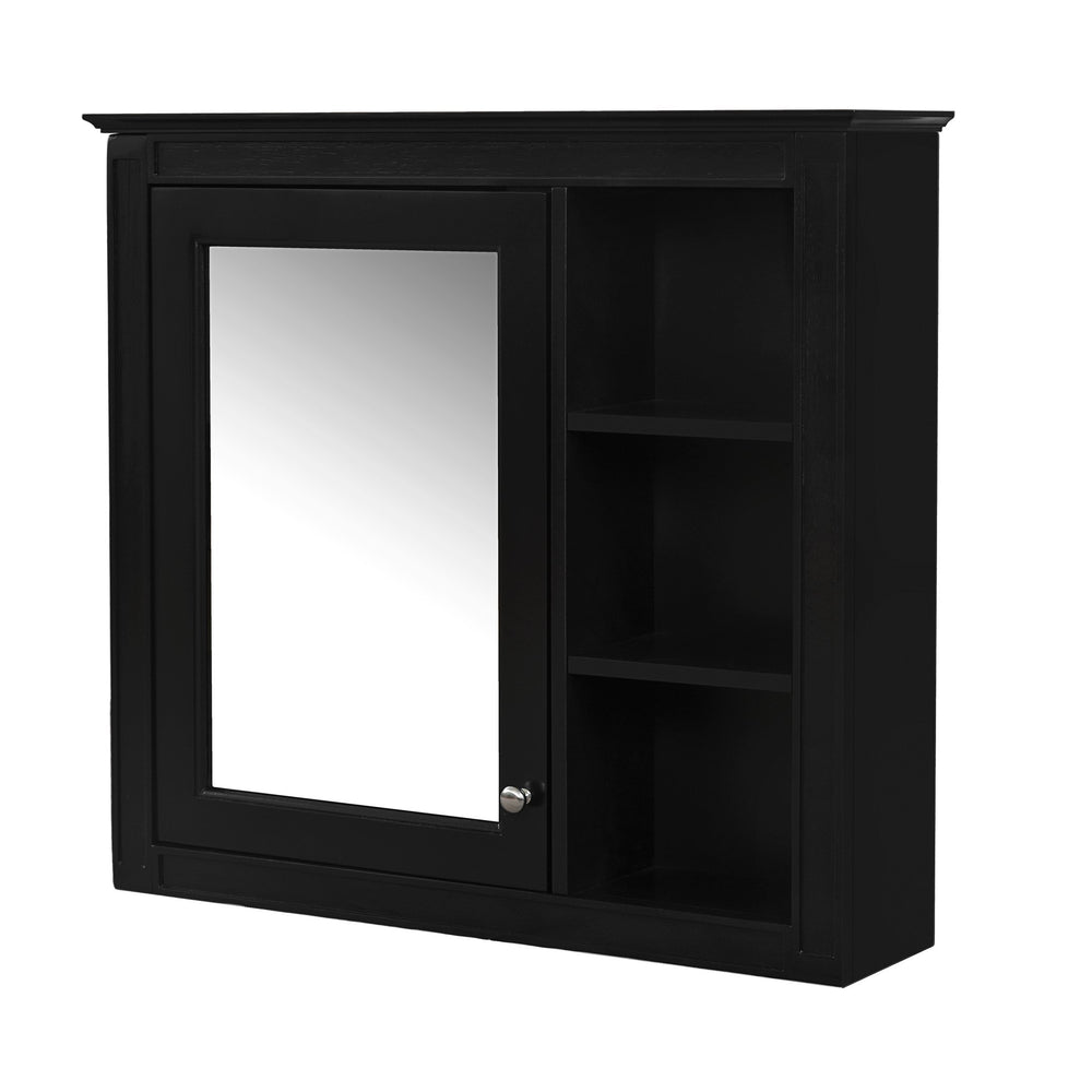 English Elm 30'' Modern Medicine Cabinet with Mirror and Adjustable Shelves, MDF Wall-Mounted Bathroom Storage Solution Black N710P192495B