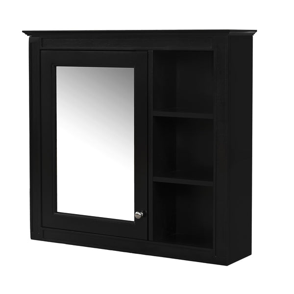 English Elm 30'' Modern Medicine Cabinet with Mirror and Adjustable Shelves, MDF Wall-Mounted Bathroom Storage Solution Black N710P192495B