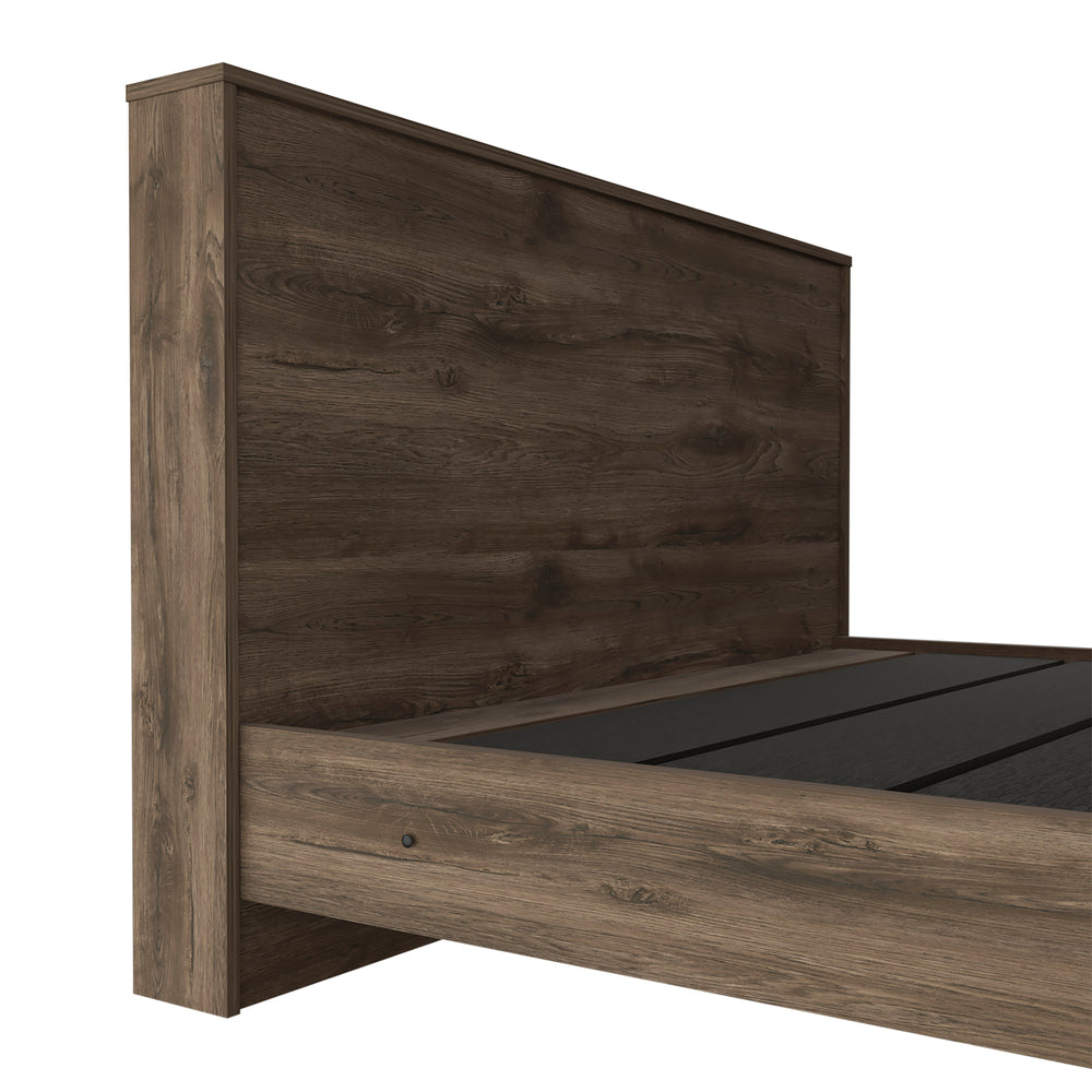 English Elm Braga Full Size Bed Base with 38.6" Headboard, Brown Particle Board, 440 lb Capacity, Easy Assemble B128S00080