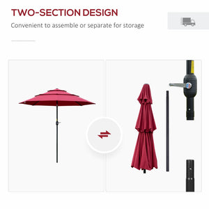 English Elm Outsunny 9Ft Stylish Outdoor Market Umbrella With Crank & Tilt, Elegant Wine Red, Perfect For Patios W2225P200446-GIGA