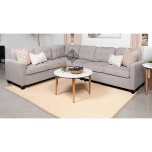 English Elm Ashland 4-Piece Upholstered Sectional Sofa Set with Plush Fabric, Block Wood Legs, Entertainer’s Dream Beige B062S01050