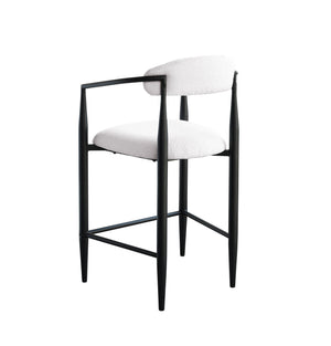 English Elm Modern Boucle Bar Stools Set of 2 — Upholstered Counter Chairs with Toothpick Iron Frame & Gold Accent, Luxe Comfort Black White W1567P209550