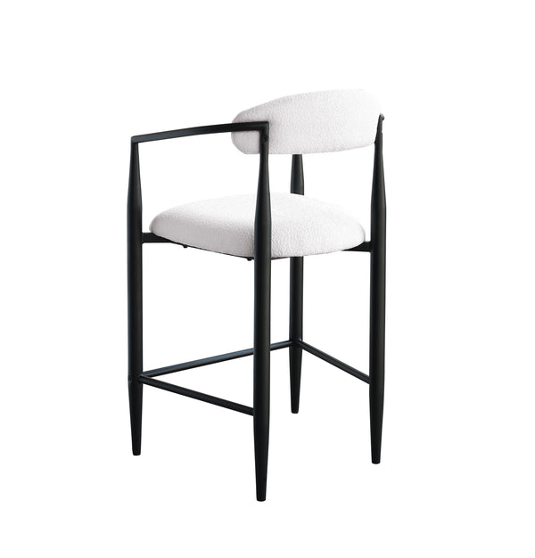 English Elm Modern Boucle Bar Stools Set of 2 — Upholstered Counter Chairs with Toothpick Iron Frame & Gold Accent, Luxe Comfort Black White W1567P209550