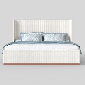 English Elm King Corduroy Wingback Upholstered Bed with Rgb Lighting and Floating Frame Design T3963P447213