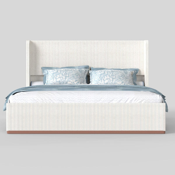 English Elm King Corduroy Wingback Upholstered Bed with Rgb Lighting and Floating Frame Design T3963P447213