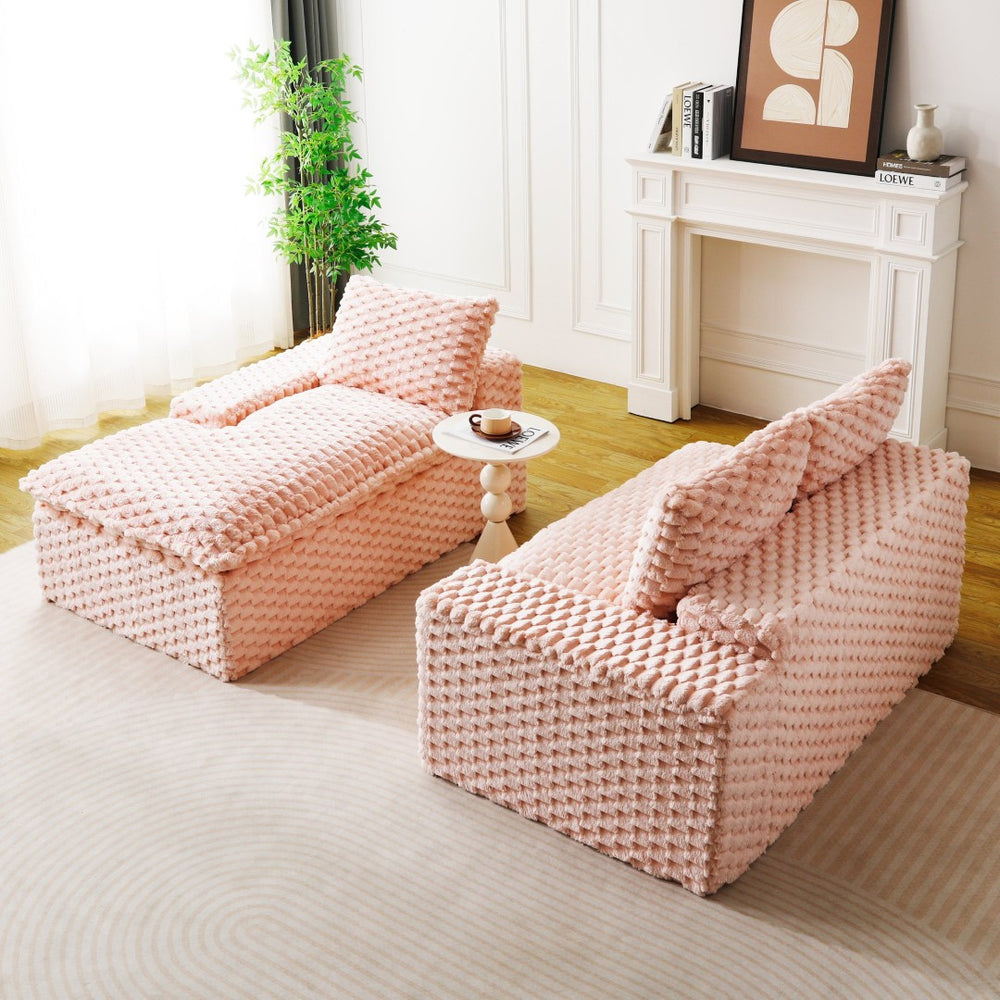 English Elm Pink Turtle Velvet Sofa: Convertible Chaise Lounge For Cozy Living, Seats 3 With Plush Comfort! W3371S00029-GIGA