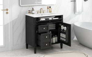 English Elm 30'' Modern Bathroom Vanity With Ceramic Sink & Soft-Close Drawers - Stylish Storage Solution! N710P206904B
