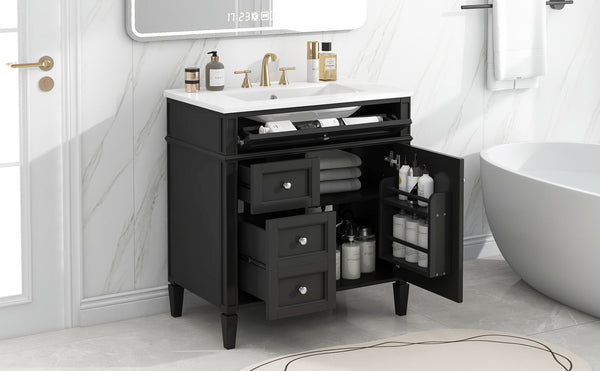 English Elm 30'' Modern Bathroom Vanity With Ceramic Sink & Soft-Close Drawers - Stylish Storage Solution! N710P206904B