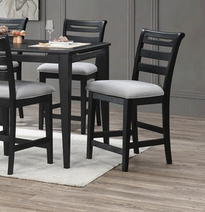 English Elm Modern Counter Height Dining Chairs Set Of 2 - Stylish Black Ladder Back, Upholstered Comfort, Solid Wood B011P218340