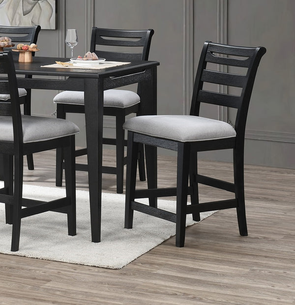 English Elm Modern Counter Height Dining Chairs Set Of 2 - Stylish Black Ladder Back, Upholstered Comfort, Solid Wood B011P218340