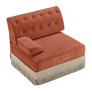 English Elm Sofa Modular Sectional Tufted Velvet Fleece with Tassel Skirt and Ottoman Included W714P450876