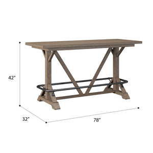 English Elm Wallace & Bay - Brown Bar Height Trestle Table - Elegant Pecan Finish, Durable Design For Dining And Entertaining B361P384468-GIGA