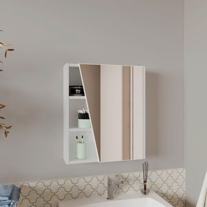 English Elm Medicine Compact Wall-Mounted Cabinet with Mirrored Door and 5 Shelves, Engineered Wood Durable Storage White 28.35 L x 22.05 W x 4.72 H B097P350305