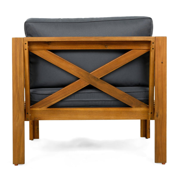 English Elm Christopher Knight Home® - Outdoor Acacia Wood Club Chair Set Of 4 With Cushions - Stylish, Weather-Resistant Seating For Patios N770P264304G004