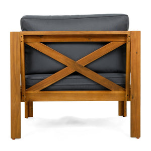 English Elm Christopher Knight Home® - Outdoor Acacia Wood Club Chairs Set Of 2 – Stylish Teak Finish & Water-Resistant Cushions For Comfort N770P264304G