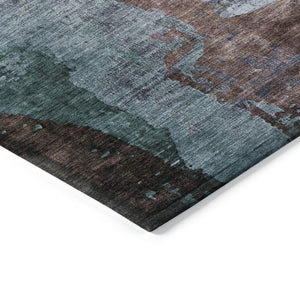 HomeRoots 9' X 12' Washable Abstract Area Rug in Blue, Brown, and Mauve - Perfect for Indoor/Outdoor Spaces! 630001