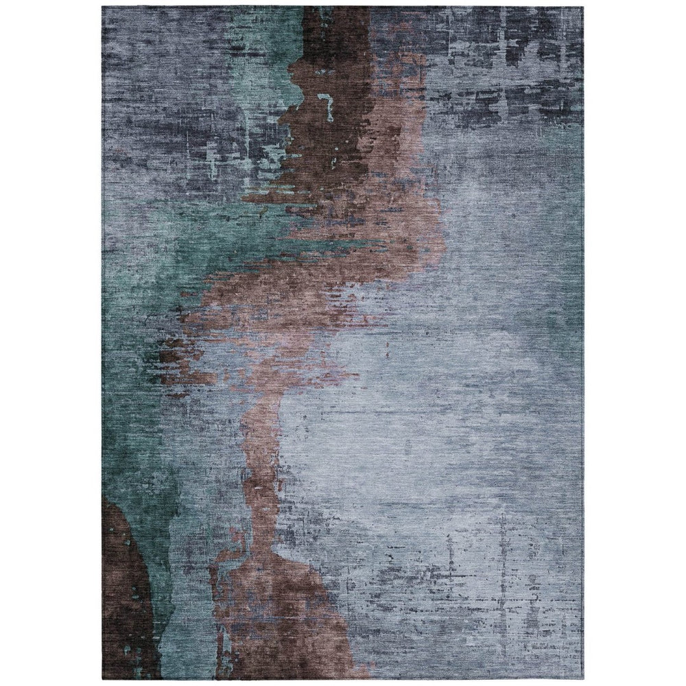 HomeRoots 10' Blue, Brown & Mauve Abstract Washable Area Rug – Stylish, Durable Indoor/Outdoor Home Decor Piece 630002