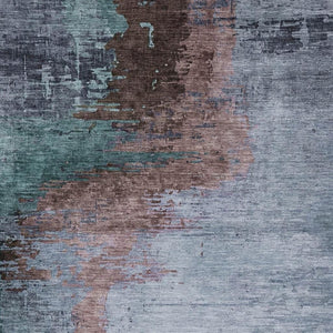 HomeRoots 10' Blue, Brown & Mauve Abstract Washable Area Rug – Stylish, Durable Indoor/Outdoor Home Decor Piece 630002
