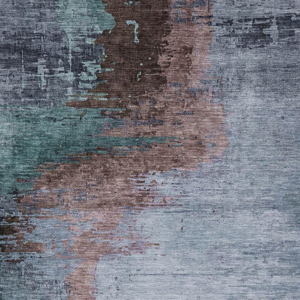 HomeRoots 10' Blue, Brown & Mauve Abstract Washable Area Rug – Stylish, Durable Indoor/Outdoor Home Decor Piece 630002