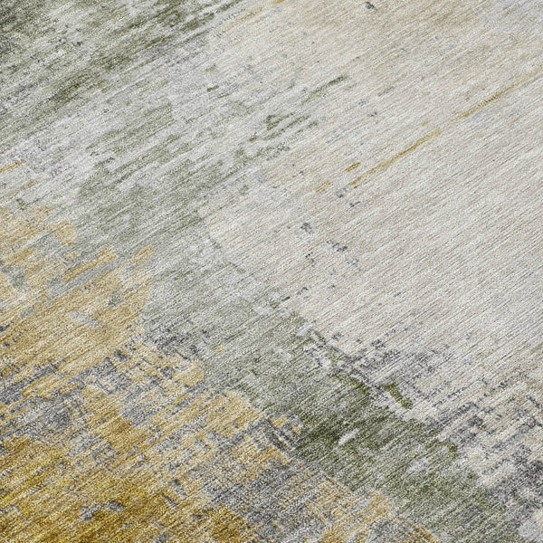 HomeRoots 8' Round Abstract Washable Area Rug in Chocolate, Beige & Gold – Durable Indoor/Outdoor Style Upgrade! 630005