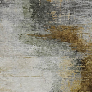 HomeRoots 9' X 12' Stylish Chocolate Beige and Gold Abstract Area Rug - Durable, Washable, Indoor & Outdoor Use! 630007
