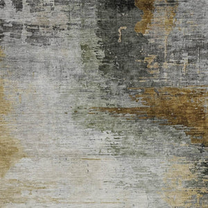 HomeRoots 10' Chocolate Beige & Gold Abstract Area Rug – Washable, Durable, Indoor/Outdoor for High-Traffic Spaces 630008
