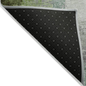 HomeRoots 10' Modern Green Charcoal & Silver Abstract Washable Area Rug for Indoor & Outdoor Spaces 630014