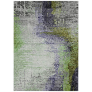 HomeRoots 5' X 8' Abstract Washable Indoor Outdoor Area Rug in Plum, Green & Silver – Stylish & Durable Accent 630016