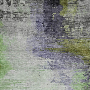 HomeRoots 5' X 8' Abstract Washable Indoor Outdoor Area Rug in Plum, Green & Silver – Stylish & Durable Accent 630016