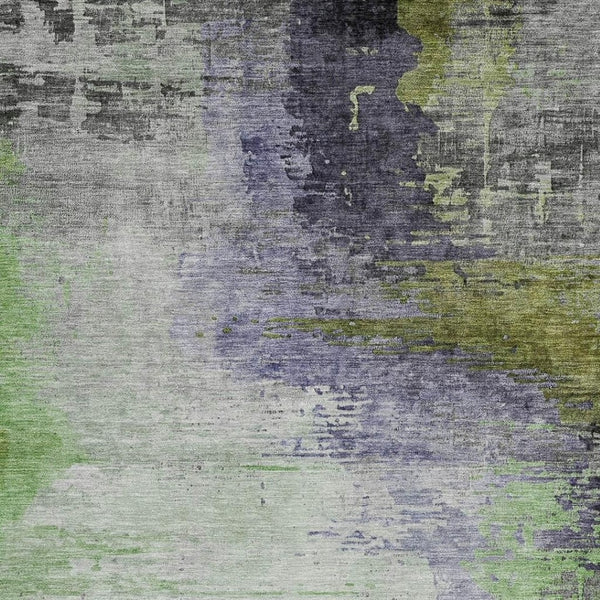 HomeRoots 5' X 8' Abstract Washable Indoor Outdoor Area Rug in Plum, Green & Silver – Stylish & Durable Accent 630016