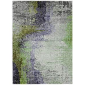 HomeRoots 5' X 8' Abstract Washable Indoor Outdoor Area Rug in Plum, Green & Silver – Stylish & Durable Accent 630016