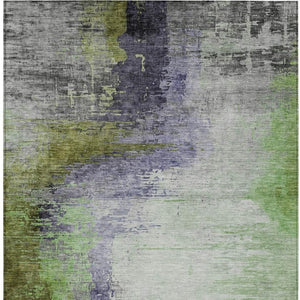 HomeRoots 5' X 8' Abstract Washable Indoor Outdoor Area Rug in Plum, Green & Silver – Stylish & Durable Accent 630016