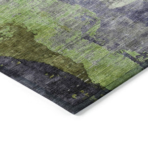 HomeRoots 9' Washable Abstract Area Rug in Plum, Green & Silver - Indoor/Outdoor Durability for Any Space 630019