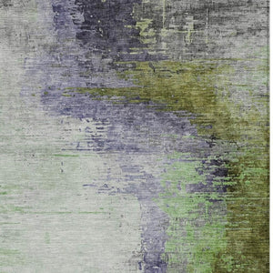 HomeRoots 10' Abstract Plum Green & Silver Indoor Outdoor Area Rug - Stylish, Washable, Durable & Easy Care! 630020