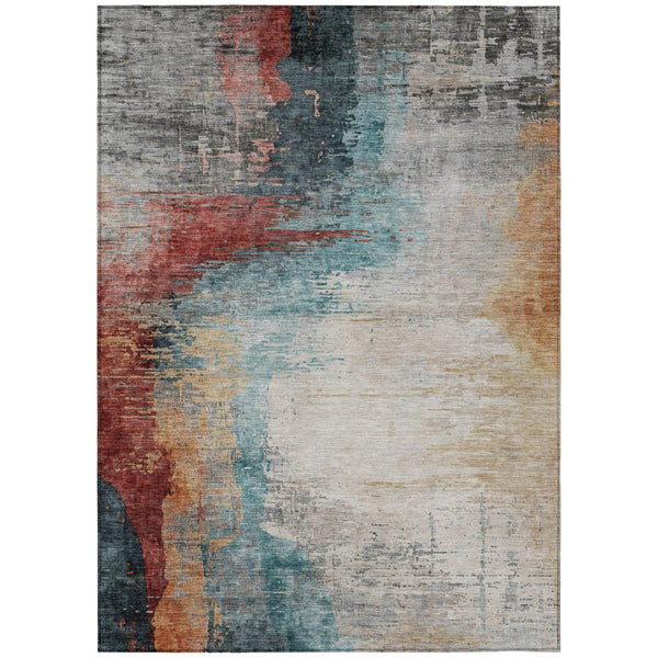 HomeRoots 10' Contemporary Teal Blue, Mauve & Beige Abstract Washable Area Rug for Indoor/Outdoor Spaces 630026