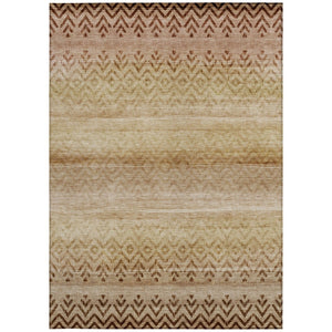 HomeRoots 5' Geometric Beige and Brown Washable Area Rug for Indoor/Outdoor Use - Stylish, Durable, Easy Care 630028