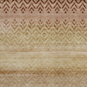 HomeRoots 5' Geometric Beige and Brown Washable Area Rug for Indoor/Outdoor Use - Stylish, Durable, Easy Care 630028