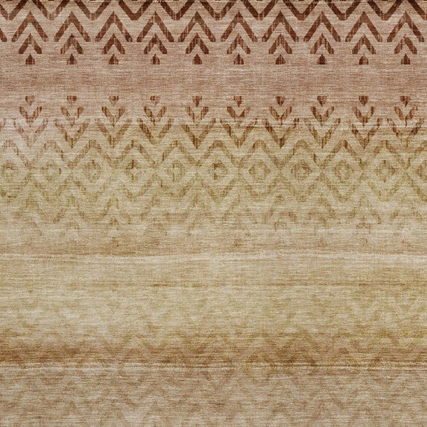 HomeRoots 5' Geometric Beige and Brown Washable Area Rug for Indoor/Outdoor Use - Stylish, Durable, Easy Care 630028