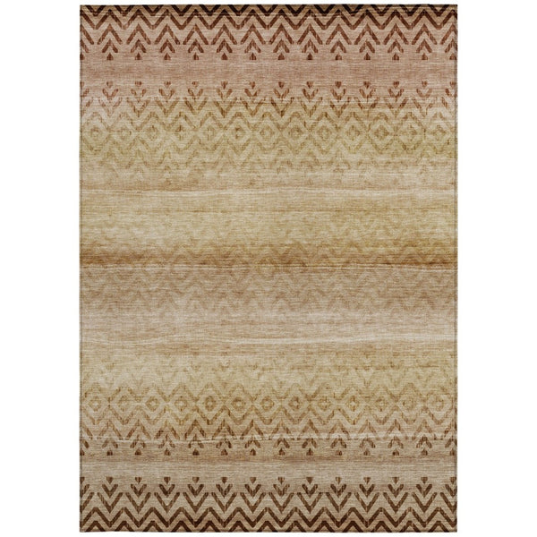 HomeRoots 10' Beige and Brown Geometric Washable Area Rug - Durable Indoor/Outdoor Design for All Spaces 630032