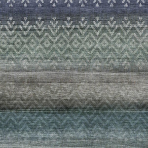 HomeRoots 8' X 10' Blue and Gray Geometric Rug - Stylish, Washable, Durable for Indoor & Outdoor Living Spaces 630036