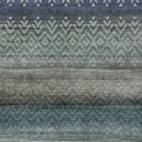 HomeRoots 8' X 10' Blue and Gray Geometric Rug - Stylish, Washable, Durable for Indoor & Outdoor Living Spaces 630036