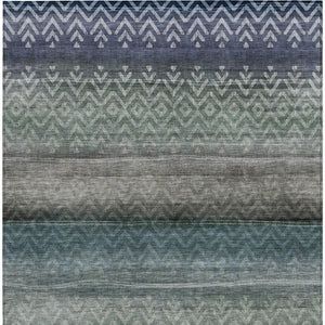 HomeRoots 10' Blue and Gray Geometric Washable Area Rug – Durable, Stylish, Perfect for Indoor and Outdoor Spaces! 630038